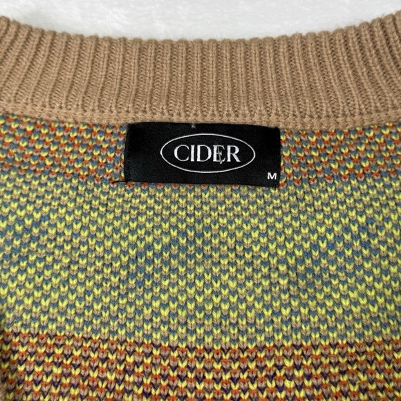 Cider Cardigan Sweater Size Medium Carmel Yellow Floral Cropped Knit - Picture 5 of 7